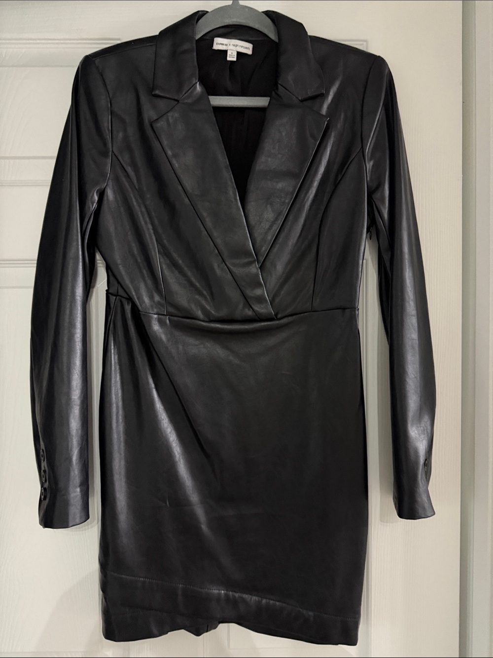Express Black Faux Leather Blazer Dress Jacket